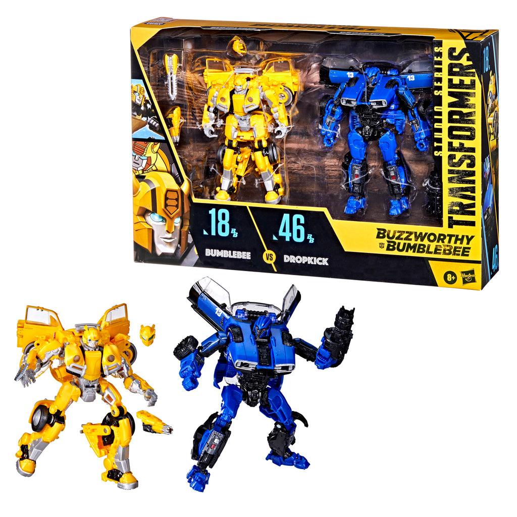 Transformers Buzzworthy Bumblebee Studio Series Deluxe Class 18BB Bumblebee vs. 46BB Dropkick